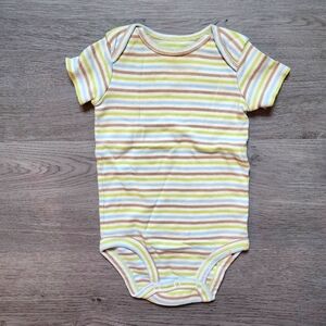 Carter's Infant Boy's Striped Short Sleeve Button Closure Bodysuit Size 6 Months
